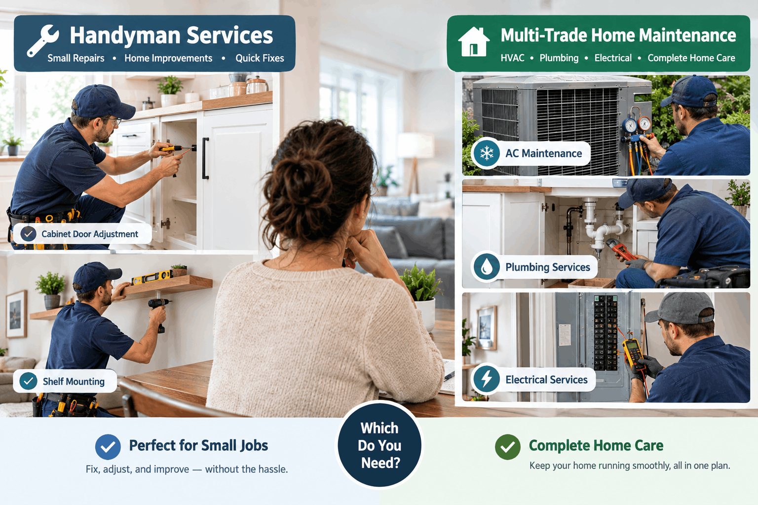 Handyman vs home maintenance service for different household repair needs