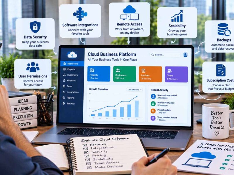 Choosing cloud software for business based on security, integrations, scalability, and cost