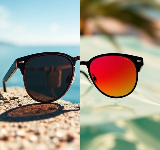 Polarized vs tinted sunglasses showing different lens functions and appearances