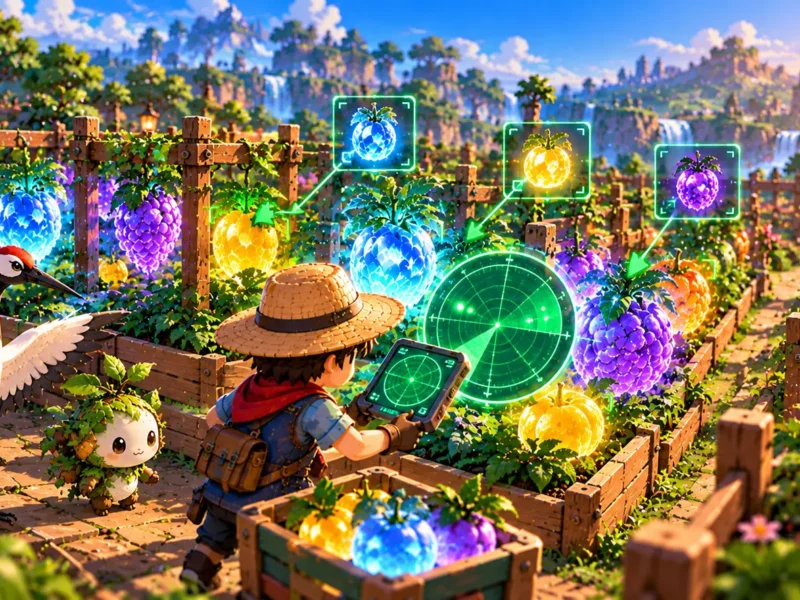 Player using an efficient strategy to collect mutated fruit during a Grow a Garden event