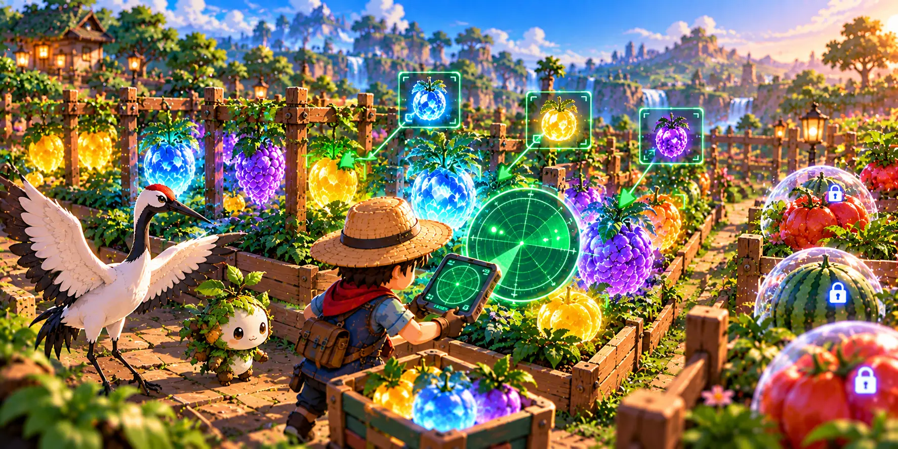 Player using an efficient strategy to collect mutated fruit during a Grow a Garden event